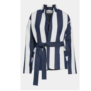 Lewit Striped Wool Blend Blazer with Vest and Belt Sz 8- shipping incl